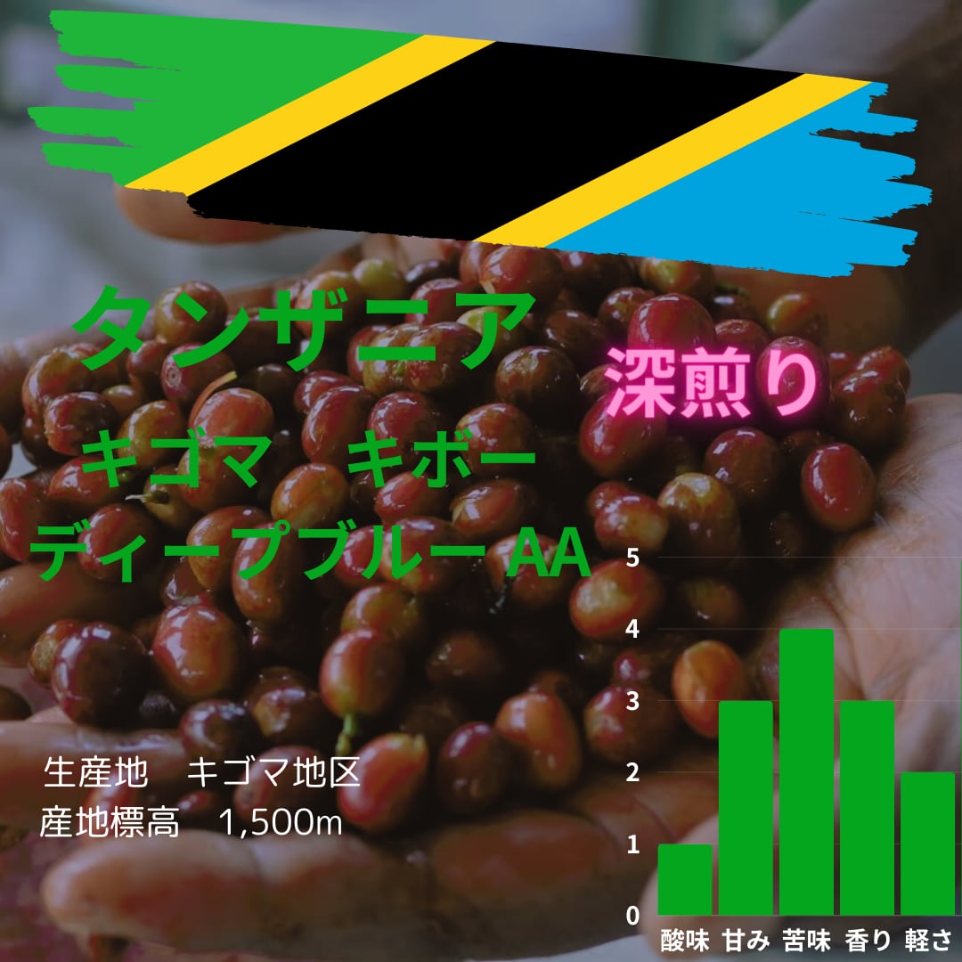 おすすめ！<br>タンザニア　キゴマ　キボー ディープブルー AA